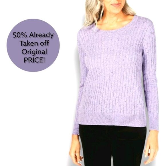 Karen Scott New Lilac Heather Soft Sweater. - Picture 1 of 9